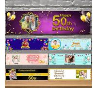 Striscione personalizzato con foto/testo/data, striscione personalizzato da appendere all'interno e all'esterno per decorazioni aziendali, di compleanno, di laurea, di matrimonio o di festa