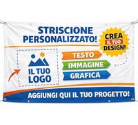 Striscione Personalizzato con immagine/logo/testo - PERSONALIZZA QUI -Striscione per Esterno - Banner Pubblicitario - Occhiellato, Impermeabile e Resistente - Stampa HD Inclusa