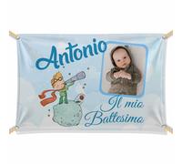 Striscione personalizzato con nome il mio battesimo a tema piccolo principe c...