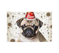 Striscione personalizzato per feste di compleanno con occhielli in ottone carino buon compleanno carlino cucciolo bandiera giardino decorazioni banner festa di compleanno decorazioni sfondo per Natale