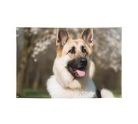 Striscione personalizzato per feste di compleanno con occhielli in ottone Pastore Tedesco Cane Bandiera da giardino Decorazioni per cortile Banner Decorazioni per feste di compleanno Sfondo per Natale