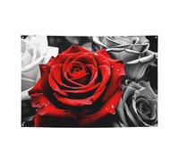 Striscione personalizzato per feste di compleanno con occhielli in ottone rose nere bianche e rosse bandiera da giardino decorazioni per cortile banner decorazioni per feste di compleanno sfondo per