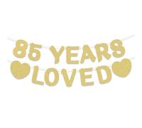 Striscione pre-infilato per l'85° compleanno, da appendere alla parete, con glitter dorati, per feste di anniversario, per donne e uomini, decorazioni per l'anniversario di 85 anni, regali di complea