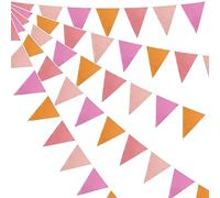 Striscione riutilizzabile in tessuto da 10 m, con 36 bandierine triangolari in cotone multicolore, per interni ed esterni, giardino, feste, matrimoni, compleanni, baby shower, eventi, decorazione da
