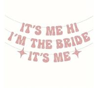 Striscione rosa glitterato "IT'S ME HI I'M THE BRIDE IT'S ME" (20,3 x 15,2 cm 101,6 cm) - Addio al nubilato - Compleanno per ragazze - Slumber Party - Pigiama Party - Decorazioni per serate tra
