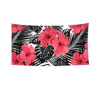 Striscione rosso con stampa ibisco su un solo lato per decorazioni festive, compleanni, anniversari, matrimoni, festività