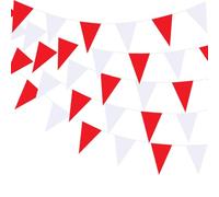 Striscione rosso e bianco impermeabile in plastica per carnevale, 40 metri, bandierine per esterni, decorazioni per feste di compleanno, baby shower, matrimoni, San Valentino
