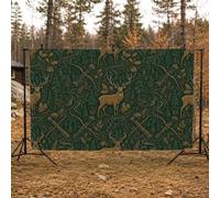 Striscione rustico a tema cervo e bosco 200 x 150 cm | Motivo bosco, sfondo fotografico, estetica rustica, motivo albero di pino, elementi di tiro con l'arco