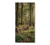 Striscione rustico naturale con cervi per porta, foresta della fauna selvatica del bosco, decorazione autunnale stagionale per esterni e interni, 91 x 183 cm