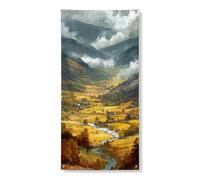 Striscione rustico vintage per porta con paesaggio autunnale, scena del fiume della valle d'autunno, decorazione per porta d'ingresso, per interni ed esterni, sfondo da appendere stagionale, 91 x 183