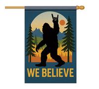 Striscione Sasquatch We Believe Sasquatch Trees Sunset Moon Bandiera da