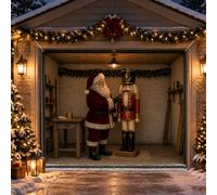 Striscione schiaccianoci per porta del garage, 2,1 x 2,4 m, per Natale | 2,1 x 2,4 m, copertura per porta del garage, striscione festivo, display da cortile, sfondo fotografico