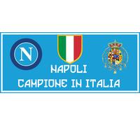 STRISCIONE SCUDETTO NAPOLI 200X100 cm FORZA NAPOLI CAMPIONE D'ITALIA QUARTO SCUD