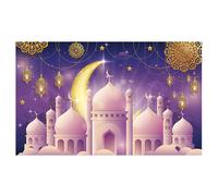 Striscione Sfondo Eid Mubarak 180x110cm Tessuto Poliestere per Celebrazioni