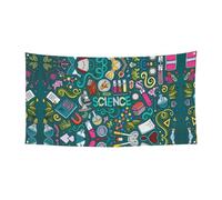 Striscione stampato a tema scienza dei cartoni animati su un lato per decorazioni festive, compleanni, anniversari, matrimoni, festività