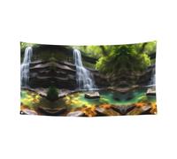 Striscione stampato con vista sulla cascata - 177,8 x 88,9 cm - Festone natalizio per feste e riunioni - 180 x 90 cm