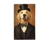 Striscione stravagante Golden Retriever As a Gentleman Yard House Bandiere, 0,9 x 1,5 m Festone con occhielli Decorazioni per la casa per interni ed esterni