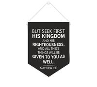 Striscione su tela con scritta "But Seek First His Kingdom And His Righteousnessness", da appendere alla parete, decorazione per la casa, per soggiorno, camera da letto, ufficio, regali per le vacanze