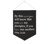Striscione su tela con scritta in inglese "By This Everyone Will Know That You Are My Disceples" da appendere alla parete, striscione decorativo per la casa, per soggiorno, camera da letto, ufficio