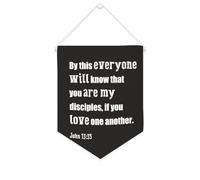 Striscione su tela con scritta in inglese "By This Everyone Will Know That You Are My Disceples" da appendere alla parete, striscione decorativo per la casa, per soggiorno, camera da letto, ufficio