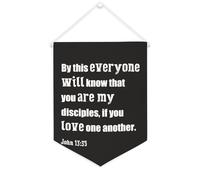 Striscione su tela con scritta in inglese "By This Everyone Will Know That You Are My Disceples" da appendere alla parete, striscione decorativo per la casa, per soggiorno, camera da letto, ufficio