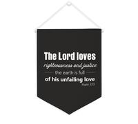 Striscione su tela con scritta in inglese "The Lord Loves Righteousness And Justice", da appendere alla parete, per soggiorno, camera da letto, ufficio, vacanze, 30,5 x 40,6 cm