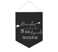 Striscione su tela con scritta "Remember upon The Conduct of Each Depends The Fate of All", da appendere alla parete, striscione da appendere alla parete, decorazione per la casa, soggiorno, camera da