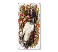 Striscione tedesco primaverile a pelo corto per porta, 91 x 182 cm, grazioso campo di fiori da appendere per decorazione della porta d'ingresso, forniture per interni ed esterni per ingresso del cane