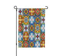 Striscione Tiles Mexican Folk Boho Art Appendere Bandieradacortile Con 2 Occhielli Decorazioni Da Esterno Per Estate Interni Fattoria 12X18 Inch