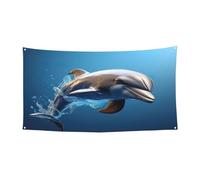Striscione unico con stampa di delfini 3D su un lato per decorazioni festive, compleanni, anniversari, matrimoni, festività