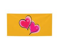 Striscione versatile con due cuori rosa, decorazione per feste, Ringraziamento e compleanno, per tutte le occasioni