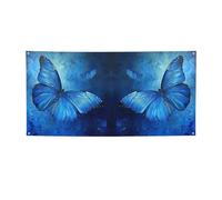 Striscione versatile con stampa a farfalla blu, decorazioni per eventi, Ringraziamento, feste di compleanno e altro ancora