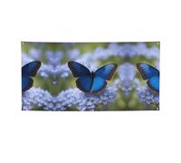 Striscione versatile con stampa a farfalla blu, decorazioni per eventi, Ringraziamento, feste di compleanno e altro ancora