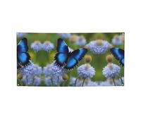 Striscione versatile con stampa a farfalla blu, decorazioni per eventi, Ringraziamento, feste di compleanno e altro ancora