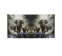 Striscione versatile con stampa di elefanti asiatici, decorazioni per feste del Ringraziamento e compleanno, per tutte le occasioni