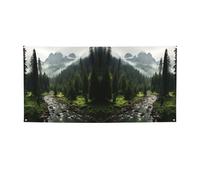 Striscione versatile con stampa di paesaggi di montagna, decorazioni per eventi, Ringraziamento, feste di compleanno e altro ancora