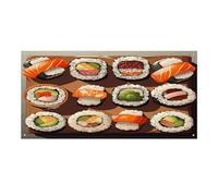 Striscione versatile per eventi, molti sushi stampa cibo durevole banner per eventi vibranti decorazione per eventi aziendali, feste e grandi aperture