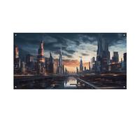 Striscione versatile per eventi, stampa di paesaggio urbano durevole, decorazione vivace per eventi aziendali, feste e grandi inaugurazioni