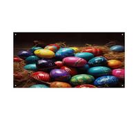 Striscione versatile per eventi, stampa di uova di Pasqua colorate, durevole, decorazione vivace per eventi aziendali, feste e grandi inaugurazioni