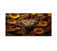 Striscione versatile per eventi, stampa leopardata e girasole, durevole striscione per eventi, decorazione vivace per eventi aziendali, feste e grandi inaugurazioni