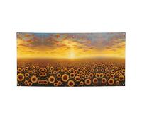 Striscione versatile per feste, con girasole, tramonto e mare di fiori, decorazioni per eventi, Ringraziamento, feste di compleanno e altro ancora