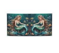Striscione versatile per feste con stampa a sirena delle fiabe, migliori bandiere per eventi, decorazioni per feste di compleanno