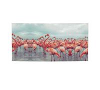 Striscione versatile per feste con stampa di fenicotteri rossi sulla spiaggia, bandiere per eventi, decorazioni per feste di compleanno