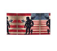 Striscione versatile per feste con stampa patriottica dei soldati militari americani, bandiere per eventi, decorazioni per feste di compleanno