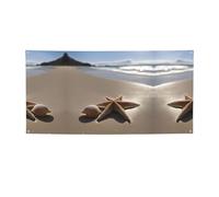 Striscione versatile per feste, motivo: stelle marine, conchiglie, sabbia, spiaggia, decorazioni per eventi, Ringraziamento, feste di compleanno e altro ancora