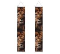 Striscione verticale per portico - Bandiera da appendere con lo sguardo del leone, per feste, decorazione per interni ed esterni