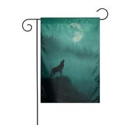 Striscione Wolf Moon Mountain Doppia Faccia Bandiera Decorativa Resistente Alle Intemperie Bandiere Giardino Per Fattoria Balcone All'Aperto 12X18 Inch