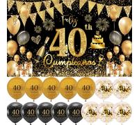Striscioni Buon Compleanno 40 Anni Oro Nero Festone Compleanno 40 Sfondo per 40 Anni di Compleanno Happy Birthday Addobbi Decorazioni per Festa di Compleanno Donna Uomo