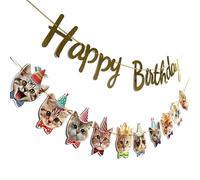 Striscioni Buon Compleanno per Gatti,Banner Ghirlanda Happy Birthday Viso di Gatto,Striscione Compleanno Decorazioni per Gatti,Decorazioni di Compleanno per Gatti per Feste Gatto (Gatto)