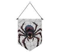 Striscioni con ragnatela fulminea e stelle bianche nere da appendere con asta telescopica Banner decorazione per patio esterno per porte, pareti, finestre, giardini, cortile